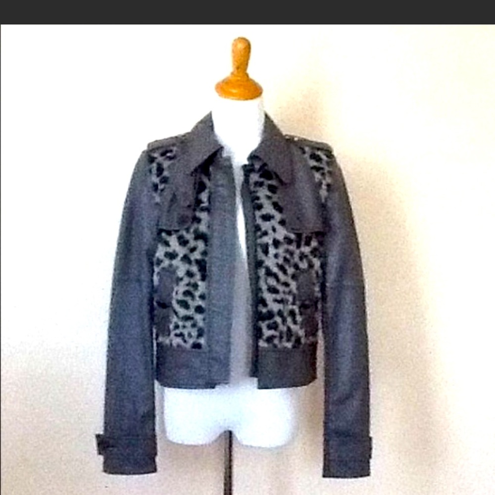 BCBG MaxAzria Grey Leather Jacket, New With Tags, Size XXS.